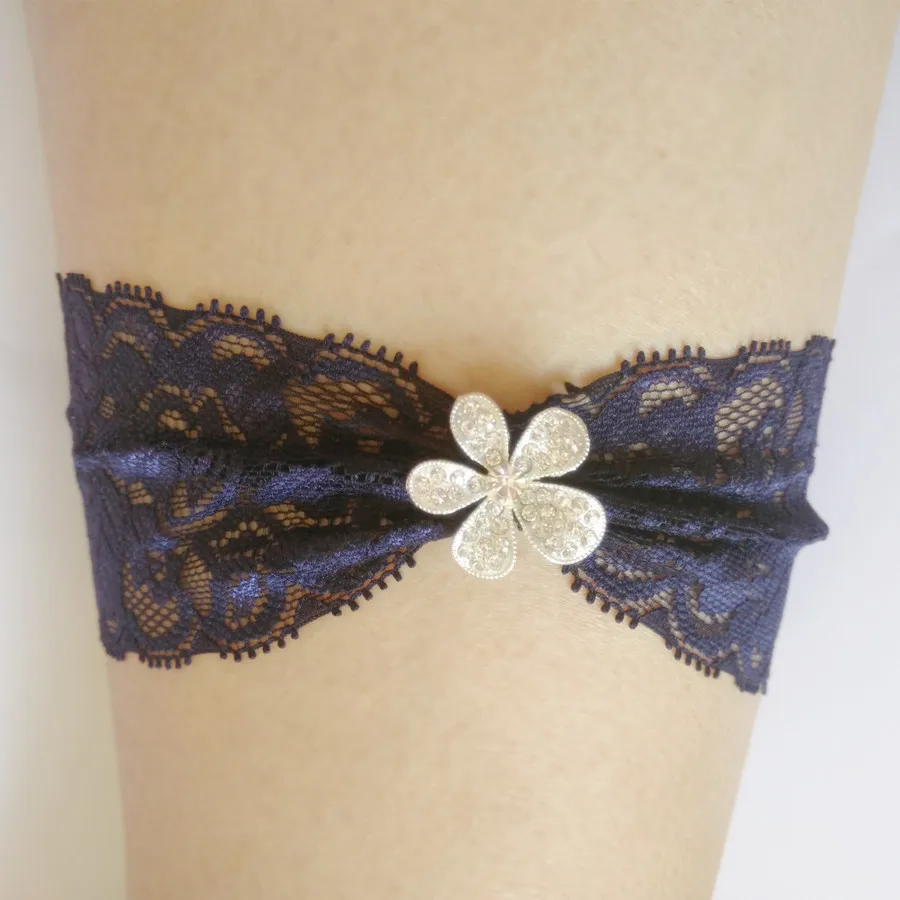 1pcs Hot Sexy Vintage Navy Bridal Wedding Garter Toss Garter Stretch Lace with Rhinestone Flower 6.2cm width 1pcs Hot Sexy Vintage Navy Bridal Wedding Garter Toss Garter Stretch Lace with Rhinestone Flower 6.2cm width