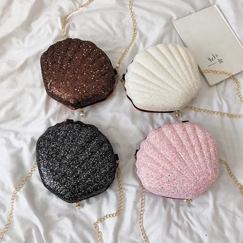 

New 2019 Women Girl Shell Messenger Bags Lady Sequins Bling Bling Cross Body Bag Shoulder Bag Purse
