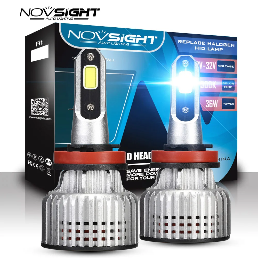 NOVSIGHT Легкая установка h8 h11 светодиодный фары для автомобиля h1 h4 h7 9005 9006 свет 72 Вт