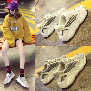 

2019 Spring Ladies Comfortable Breathable Shoes New Fashion Casual Sports Walking Shoes Women's Comb Shoes Zapatos De Mujer