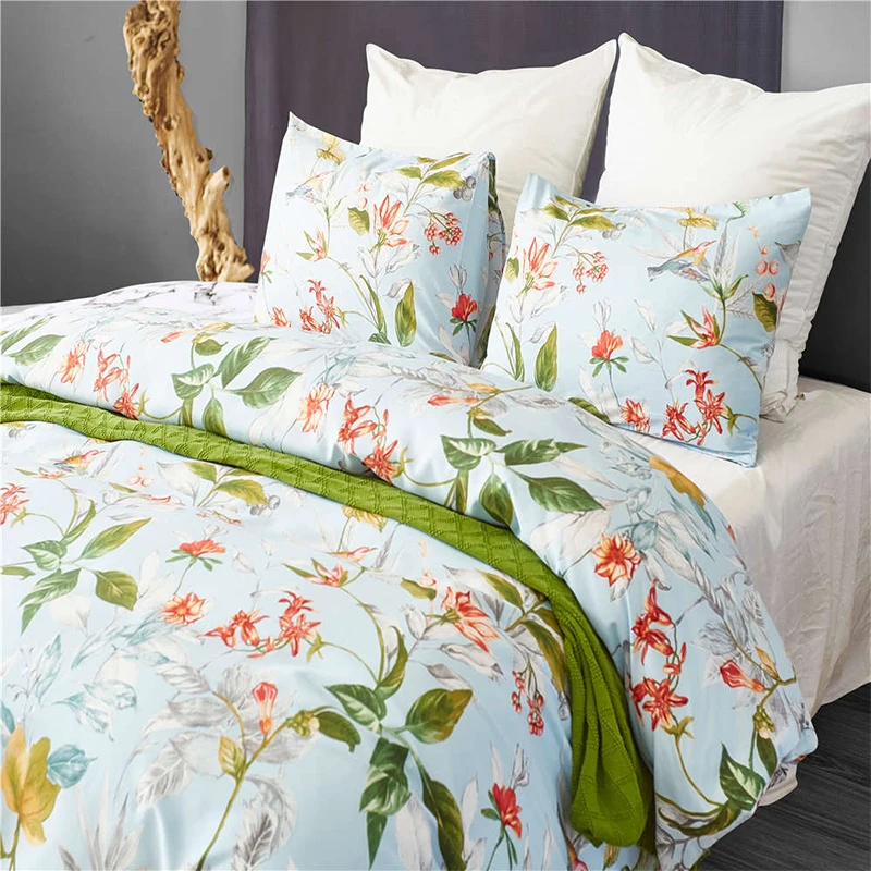 LANGRIA Luxury Plants Flowers Floral Print Bedding Sets 2/3 pcs Duvet Cover Sets Pillowcase Bedroom Decor 6 Sizes