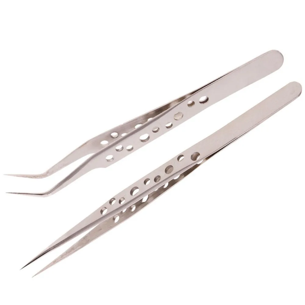 

1pcs Stainless Steel Straight Elbow False Eyelash Extension Tweezers Nippers Pointed Clip Manicure Nail Makeup Tools #267473