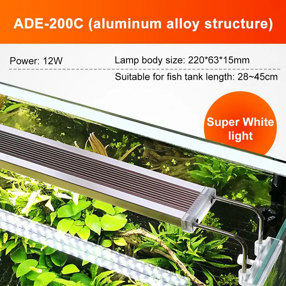 Светодиодный светильник для аквариума Beleuchtung 220 V ADE Serie Slim 12-24 W Светодиодный светильник для аквариума Wachsen Beleuchtung 6500-7500 K - Цвет: ADE-200C