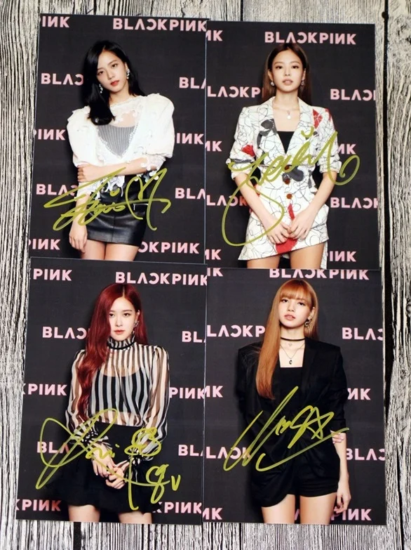 Ручной подписанный BLACKPINK с автографом квадратная фотография 4*6 дюймов 4 Набор для фото K-POP 062018B