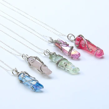 

Natural Crystal Irregular Pendant Quartz Gem Stone Pendulum druzy Charm Reiki Healing Crystal Pendant Necklace Women Jewelry