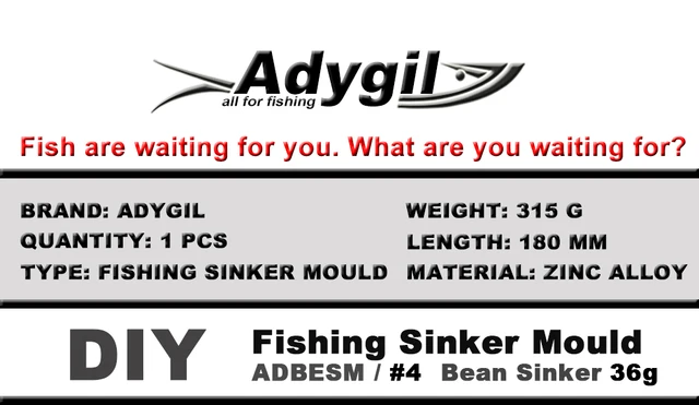 Adygil Diy Fishing Bean Sinker Mould Adbesm/#4 Bean Sinker 36g 4 Cavities -  Fishing Tools - AliExpress