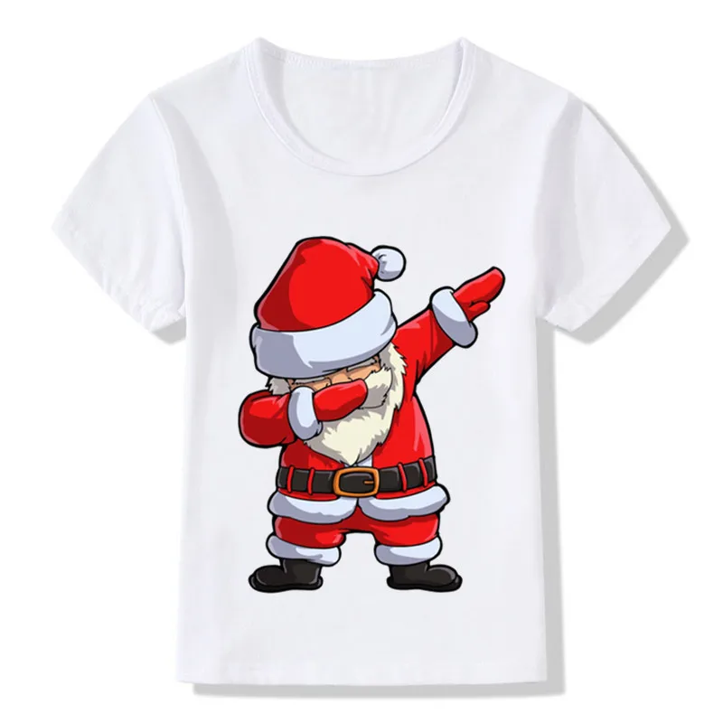 Детская модная забавная футболка с рисунком Санта-Клауса детская Рождественская одежда летние футболки для мальчиков и девочек ooo5112