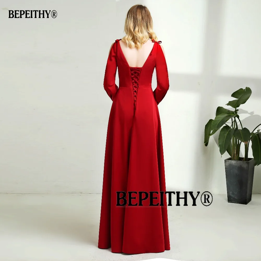 Модное длинное вечернее платье с длинными рукавами vestido de festa кружевное спереди сексуальное платье для выпускного вечера Vestidos Longo