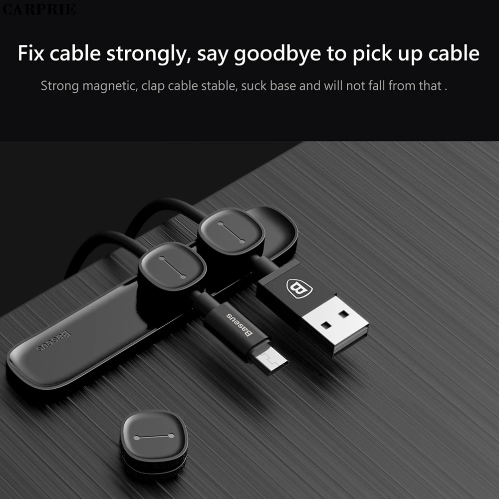 

CARPRIE Magnetic Cable Clips Cable Holder Desktop Cable Clip Cord Wire Management No Trace Double-sided Cable Organizer Holder