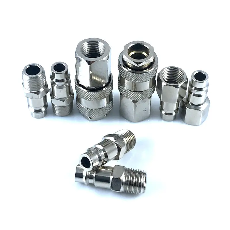 

8pcs European Style 1/4''NPT Quick Coupling Male and Female Set Connector Kit Coupler Air Hose Pneumatic Fitting