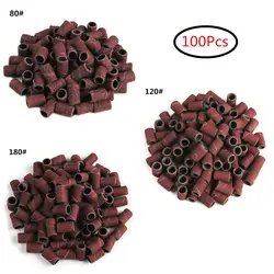 100 шт. цилиндр шлифовка Kit 80 #120 # 180#абразивные инструменты Dremel ногтей сверла Аксессуары наждачная бумага хвостовик роторные инструменты