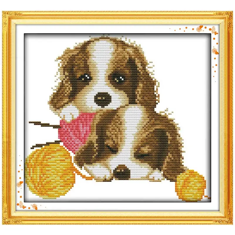 Dogs with wool Patterns Counted Cross Stitch 11CT 14CT Cross Stitch Set