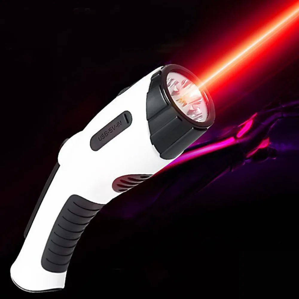 3 LED Multifunction Infrared Light Laser Flashlight Portable USB Hand Recharging Flash Light