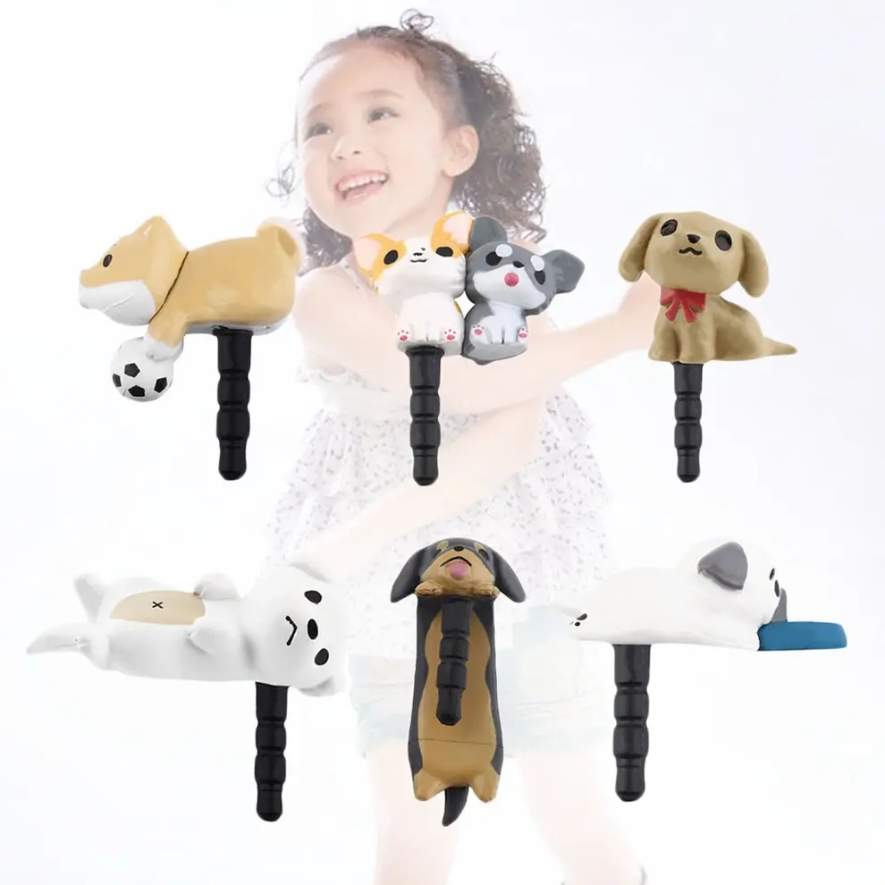 

2 Pcs Cute Puppy Dog 3.5mm Anti Dust Earphone Jack Plug Stopper Cap For Phone New Mobile Phone Dust Plug