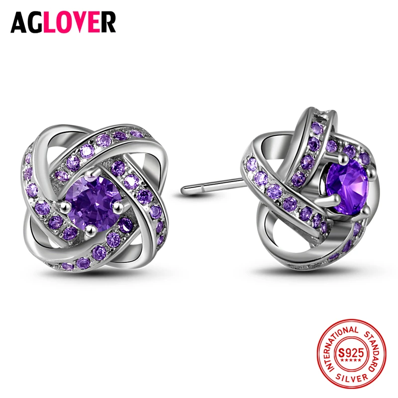

Crystal Earrings 925 Silver Charm Women 12mm Earrings 100% Sterling Silver AAA Zircon Fashion Jewelry