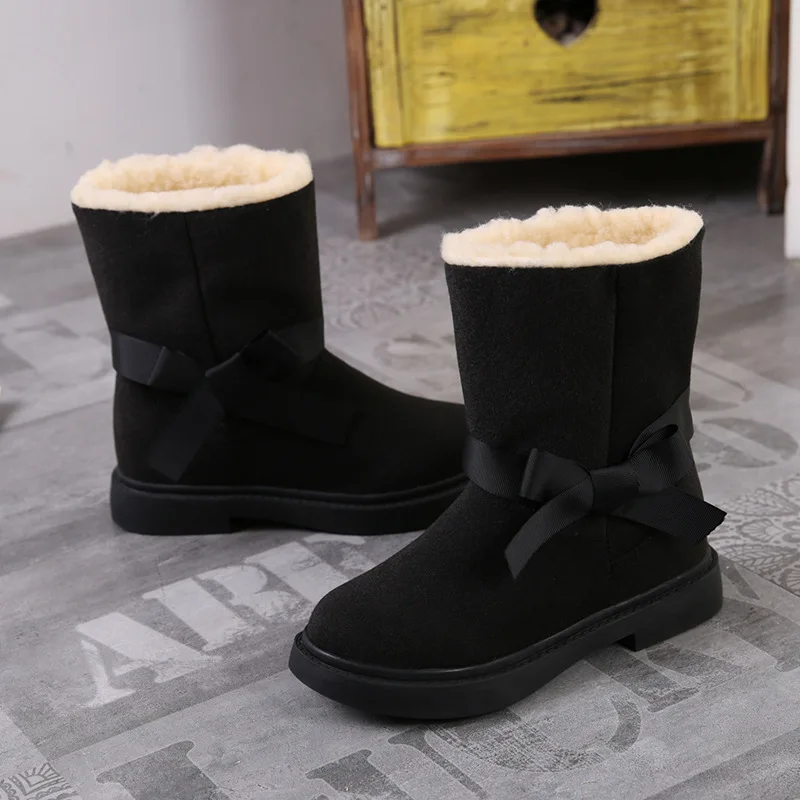 

2018 winter new snow boots women's shoes wild flat shoes women's suede in the tube comfortable bow women's boots