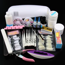 Pro УФ-гель для дизайна ногтей Наборы инструментов УФ-лампа Кисть для удаления ногтей Советы Клей Акрил#12 набор