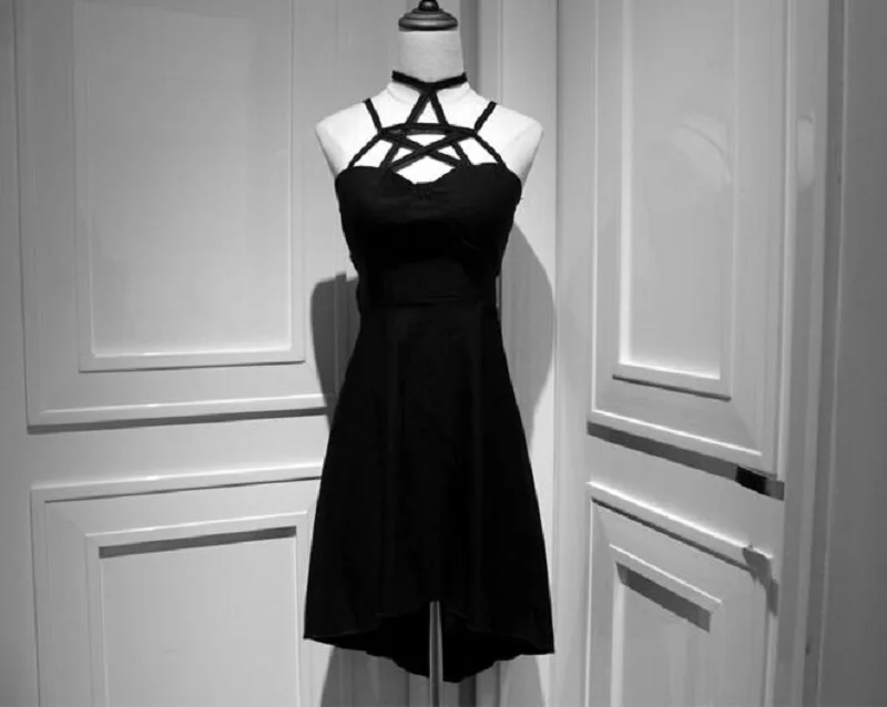 Женское платье Холтер черное с изображением звезд|female dress|halter dressdesigner dress |