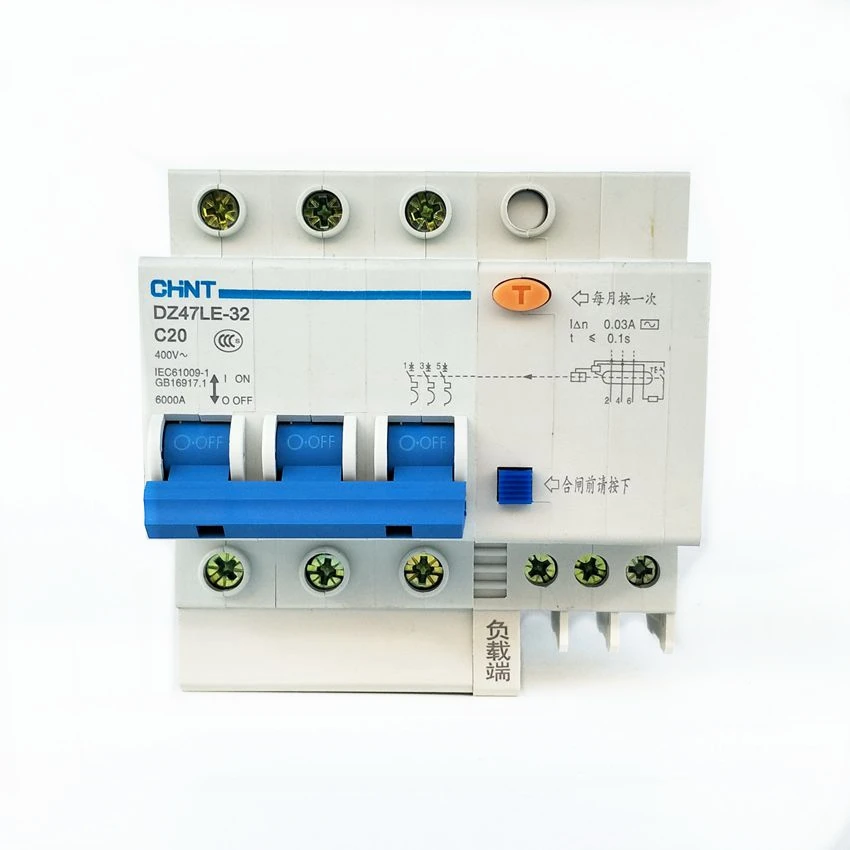 CHINT DZ47LE-63 3P 30mA 6A 10A 16A 20A 25A 30A 40A 50A 60A Residual current Circuit breaker RCBO CHINT DZ47LE-63 3P 30mA 6A 10A 16A 20A 25A 30A 40A 50A 60A Residual current Circuit breaker RCBO