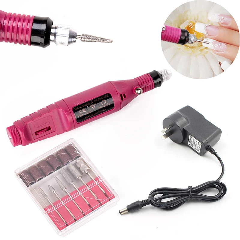 

Electric Nail Polisher Manicure Polishing Drill File Set 6Bits DIY Grinding Tool EU US AU UK Plug