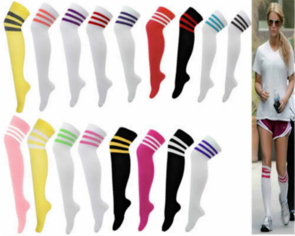 

Men Women's Sport football Soccer Stripe Long Socks Over Knee High Sock Baseball