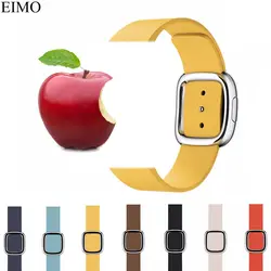 EIMO современной пряжкой кожа для Apple Watch группа 42 мм 38 мм из натуральной кожи браслет ремешок для часов Ремешок iwatch 4/3/2/1 Аксессуары