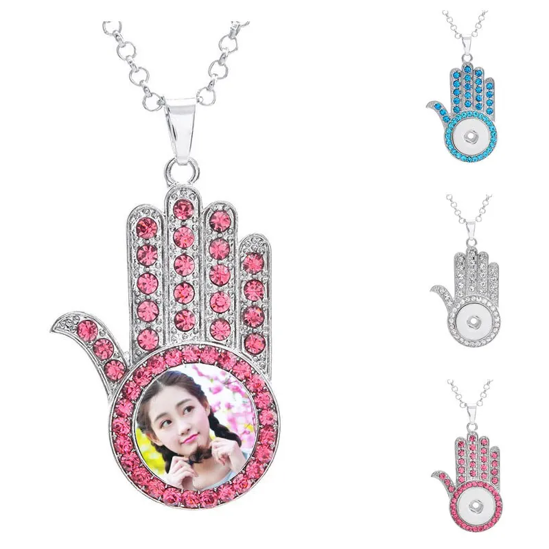 

button necklaces pendants for dye sublimation women Palm necklaces pendant jewelry heat tranfer printing blank consumable ZA0119