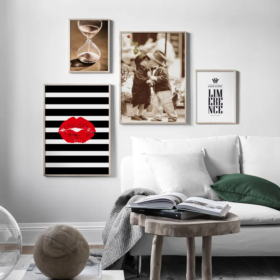 

Gohipang Baby Lips Hourglass Quote Nostalgic Poster Wall Art Canvas Painting Nordic Posters And Prints Wall Picture Living Room