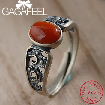 

GAGAFEEL Thai Silver Red Stone Ring S925 Sterling Silver Rings for Women Female Wholesale High Quality