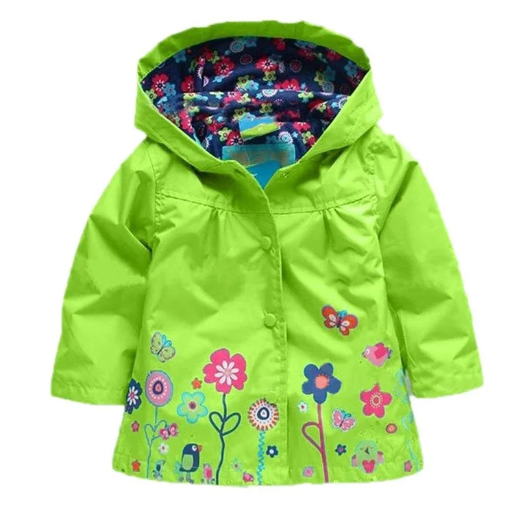 Девушки с длинным рукавом бурелом девушка цветочный водонепроницаемый куртка ребенок дети куртка с капюшоном