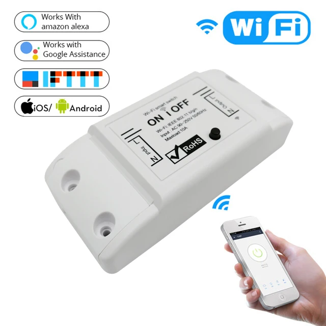 

DIY WiFi Smart Light Switch Universal Breaker Timer Smart Life APP Wireless Remote Control Works with Alexa Google Home