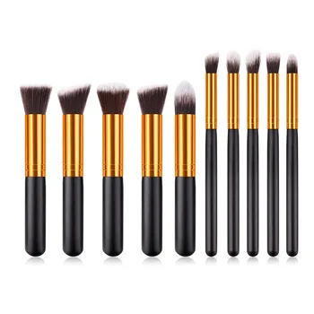 

New Arrive 10 pcs Synthetic Kabuki Makeup Brush Set Cosmetics Foundation blending blush makeup tool
