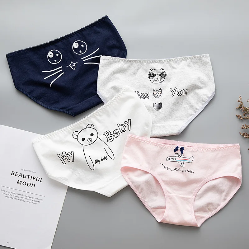 

4Pieces/lot Sexy Women's Cotton Underwears Women's Briefs Ladies Panties Breathable Underpants Girls Knickers for Female