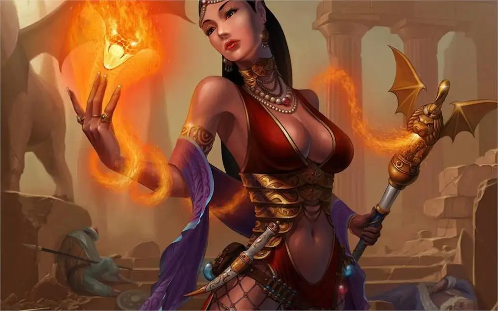 Рама Magic Fantasy Girls fire Silk тканевый плакат печать HD домашний декор настенные картины в