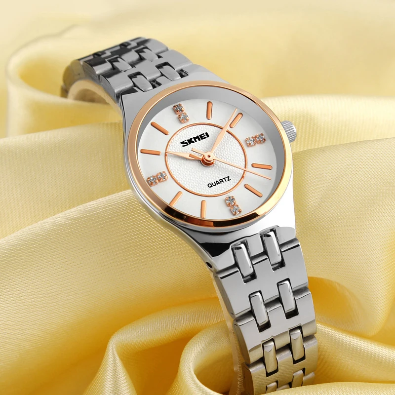 SKMEI модные женские кварцевые часы роскошные часы с ремешком из нержавеющей стали ЖЕНСКИЕ НАРЯДНЫЕ часы женские наручные часы Relogio Feminino 1133