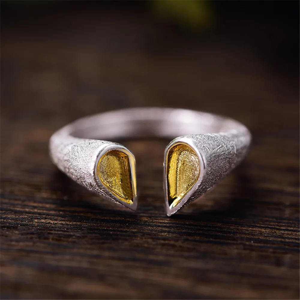 Lotus Fun Real 925 Sterling Silver Natural Handmade Creative Designer Fine Jewelry Top quality Love Heart Female Rings Bijoux