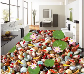 

Mural-3d PVC Wallpaper Self-adhesive Floor Wallpaper-3d Petals 3D Koi stone floor Modern Custom 3D floor mural