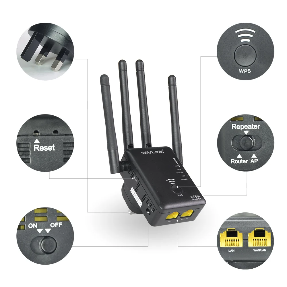 Wavlink AC1200 WiFi repetidor/Router/punto de acceso inalámbrico wi-fi Range Extender WiFi amplificador de señal con antenas externas caliente - 2