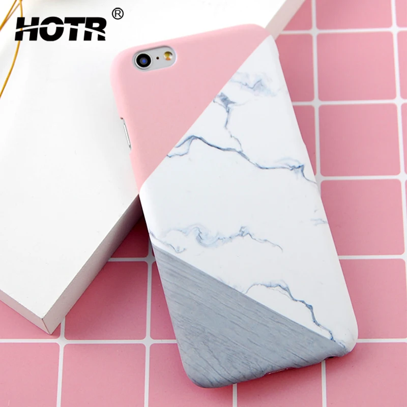 

HOTR Hit Color Case For iphone 6 Case Marble Hard PC Splicing Together Contrast Color Back Cover For iphone 6s 6 6 plus 7 7 plus