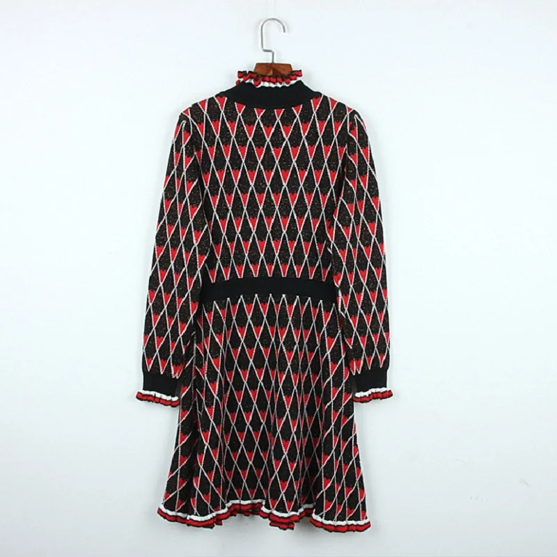 Clothing Women Vestidos Mini Party 2018 Dress Tunic Winter Designer Bowknot Ruffles Runway Plaid Vintage Christmas II1O6