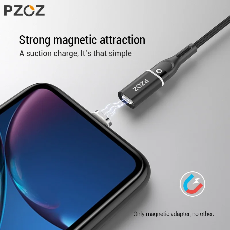 PZOZ Магнитный Кабель-адаптер Micro usb адаптер для быстрой зарядки телефона Microusb type-C магнитное зарядное устройство usb c для iphone xiaomi type C