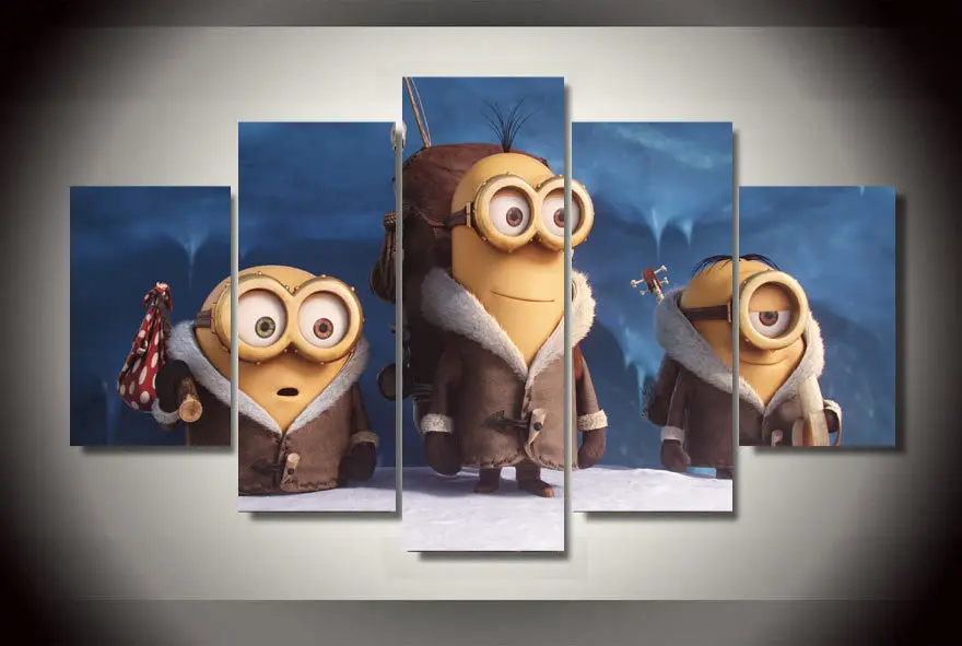 Undramed Printed Minions Movie Snow Yellow Paintin...