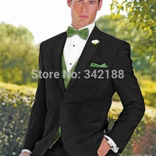 Мода стиль черный пик жених смокинги / Groomsmen мужчины свадебные костюмы / костюмы выпускного вечера Clothingwedding мужской одежды