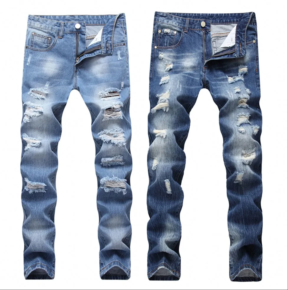 Новые модные джинсы для мужчин лоскутное выдалбливают печатных Обрезанные джинсы брюки для девочек мужской 345