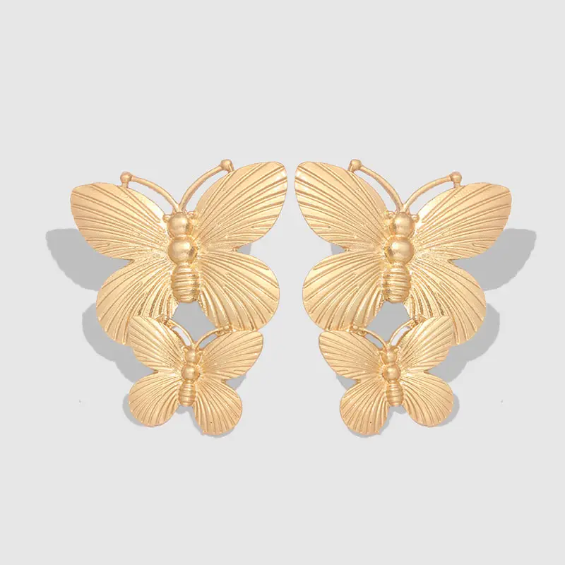 JUST FEEL, трендовые металлические висячие серьги в виде бабочки для женщин, свадебные массивные золотые серебряные блестящие Винтажные висячие серьги, ювелирные изделия - Окраска металла: 301GD
