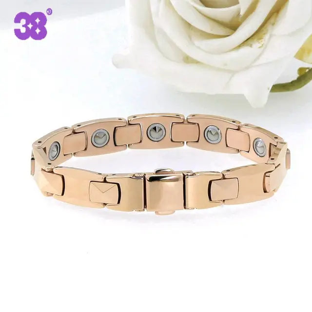 High Quality Rose Gold Color Tungsten Steel Bracelets For Men Pure High Quality Rose Gold Color Tungsten Steel Bracelets For Men Pure Germanium Magnet Therapy Health Benefits