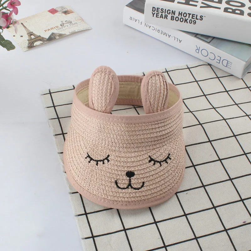 

sun hat Cute Cartoon Bunny Ears summer hats children straw cap beach visor hat big brim hat casual glris cap chapeau femme ete