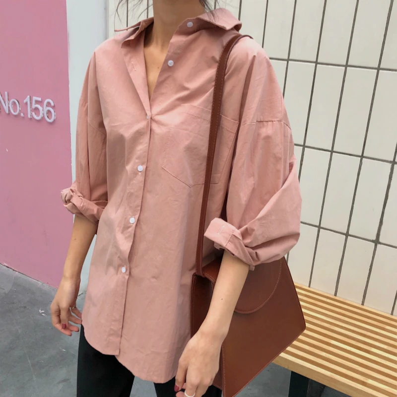 

Mazefeng 2019 Spring Women Solid Vintage Shirts Loose Style Shirts Women Casual Shirts Ladies Fashion Long Sleeves Women Tops
