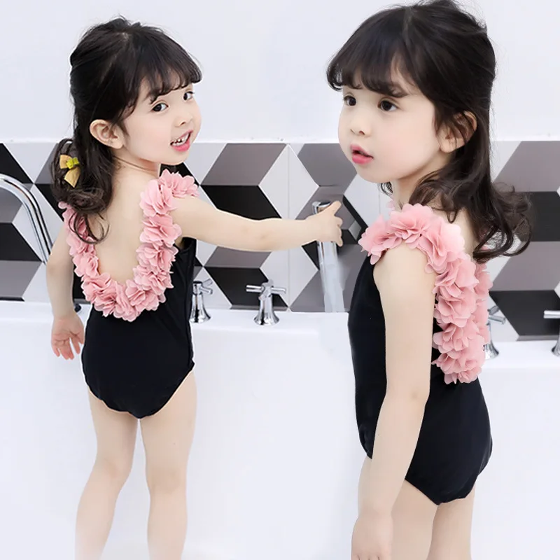 

BABY KIDS SWIMSUITS FOR GIRLS FLOWER COLLARS CUTE SUMMER SHORT ONE-PIECE BATHING CLOTHES SOFT AND COMFORTABLE
