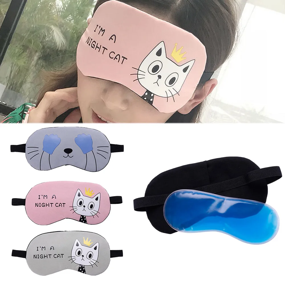

Women Summer Sleep Mask Eyepatch Rest Travel Relax Aid Blindfold Ice Cover Cute Pattern Eye Patch Sleeping Eyeshade #280206